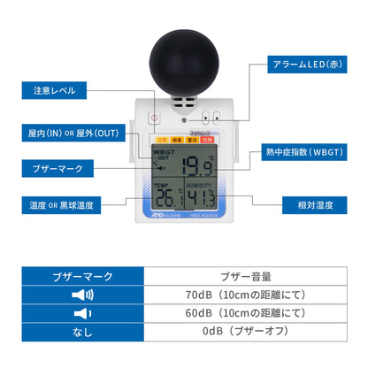 黒球付き熱中症指数計 / 熱中症指数モニター AD-5698B みはりん坊プロ